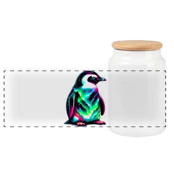 Pingouin - Boîte à biscuits avec couvercle en bois - blanc - Devant