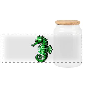 Hippocampe - Boîte à biscuits avec couvercle en bois - blanc - Devant