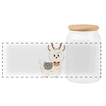 Alpaga blanc pour Noël - Boîte à biscuits avec couvercle en bois - blanc - Devant