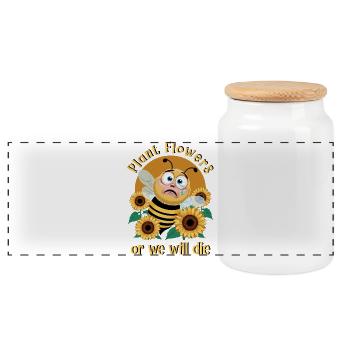 Bienen Retten - Panorama Keksdose mit Holzdeckel - Weiß - Vorne