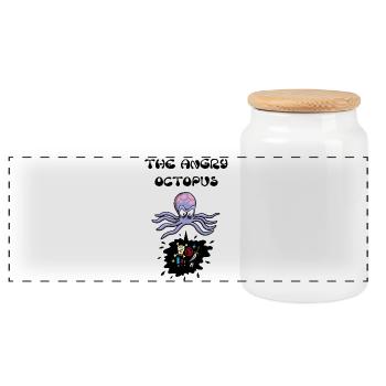 The angry octopus - Panoramic Cookie Jar with Wooden Lid - white - Front