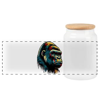 Gorilla - Panorama Keksdose mit Holzdeckel - Weiß - Vorne
