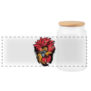 Coq Couleurs Dessin Tatouage Poulets Symbole Logo - Boîte à biscuits avec couvercle en bois - blanc - Devant