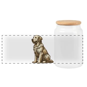 Golden retriever - Boîte à biscuits avec couvercle en bois - blanc - Devant