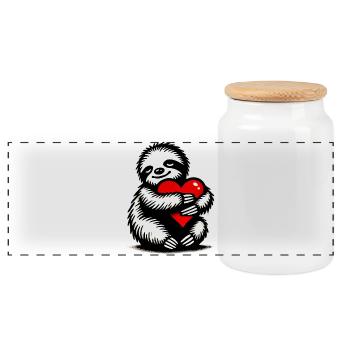 Sloth - Panoramic Cookie Jar with Wooden Lid - white - Front