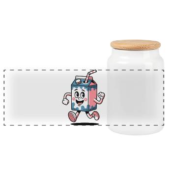 Milk Carton Mascot Dash - Panoramic Cookie Jar with Wooden Lid - white - Front