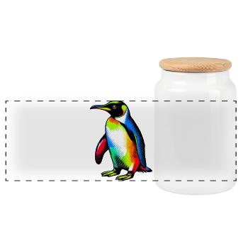 Pinguin - Panorama Keksdose mit Holzdeckel - Weiß - Vorne