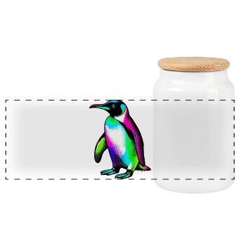 Pinguin - Panorama Keksdose mit Holzdeckel - Weiß - Vorne