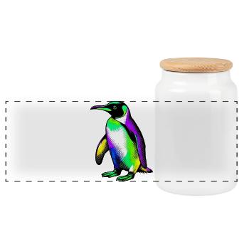Pinguin - Panorama Keksdose mit Holzdeckel - Weiß - Vorne