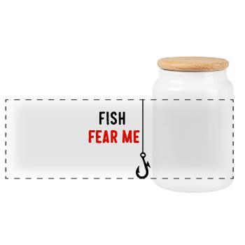 Fish Fear Me - Panorama Keksdose mit Holzdeckel - Weiß - Vorne