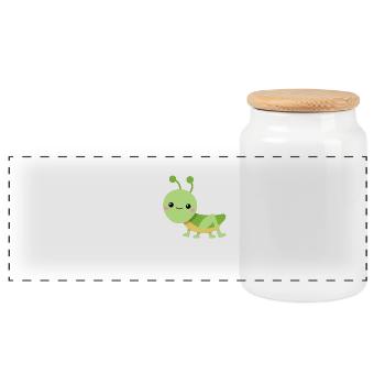 Lively grasshopper - Panoramic Cookie Jar with Wooden Lid - white - Front