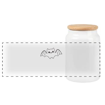 Chauve-souris nocturne - Boîte à biscuits avec couvercle en bois - blanc - Devant
