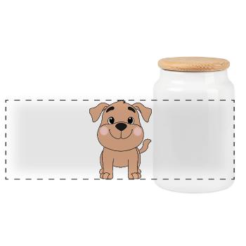 Hund - Panorama Keksdose mit Holzdeckel - Weiß - Vorne