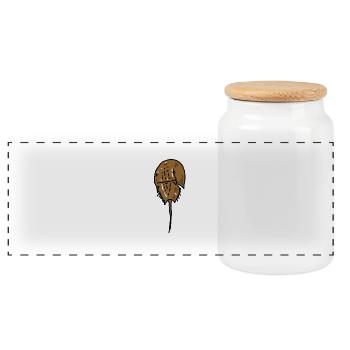 Ancient Horseshoe Crab - Panoramic Cookie Jar with Wooden Lid - white - Front
