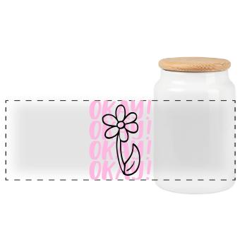 Statement Design - Panoramic Cookie Jar with Wooden Lid - white - Front