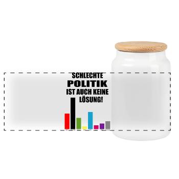 Bad politics is not a solution either - Panoramic Cookie Jar with Wooden Lid - white - Front