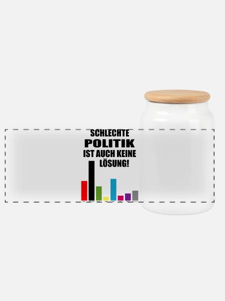 Schlechte Politik ist auch keine Lösung - Panorama Keksdose mit Holzdeckel - Weiß