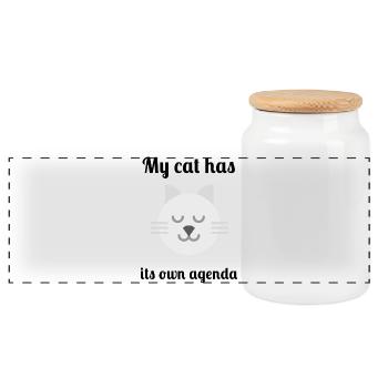 Meine Katze hat ihre eigene Agenda - Panorama Keksdose mit Holzdeckel - Weiß - Vorne