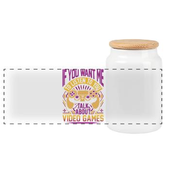 Talk About Video Games - Panoramic Cookie Jar with Wooden Lid - white - Front