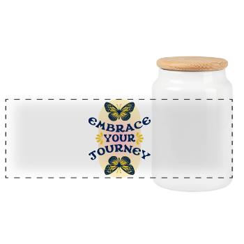 Embrassez votre voyage – Butterfly Retro - Boîte à biscuits avec couvercle en bois - blanc - Devant