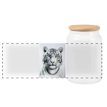 White Tiger - Weisser Tiger - Panoramic Cookie Jar with Wooden Lid - white - Front