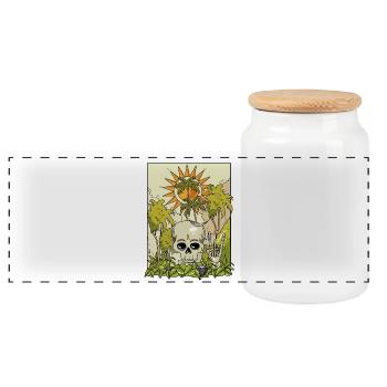 Volcanic skull with sun wreath - Panoramic Cookie Jar with Wooden Lid - white - Front
