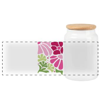 Boho Flowers Spring Summer Garden Nature - Panoramic Cookie Jar with Wooden Lid - white - Front