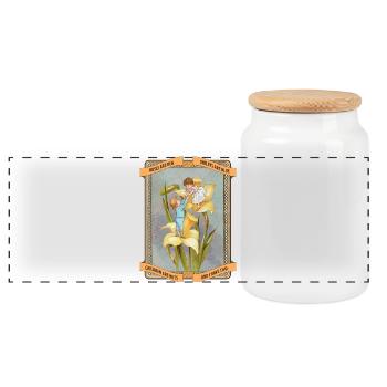 Vintage Flower Kids Chaos Love - Panorama Keksdose mit Holzdeckel - Weiß - Vorne