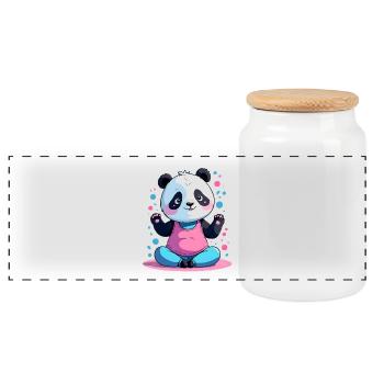 Look amusant de panda pastel - Boîte à biscuits avec couvercle en bois - blanc - Devant