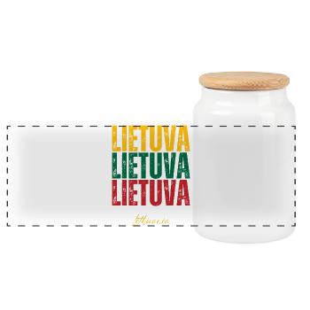 Lithuanian pride, flag of Lithuania - Panoramic Cookie Jar with Wooden Lid - white - Front