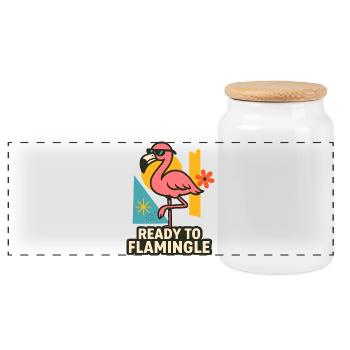 Prêt à flaminger - Boîte à biscuits avec couvercle en bois - blanc - Devant