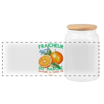 Fraicheur du marché - Panoramic Cookie Jar with Wooden Lid - white - Front