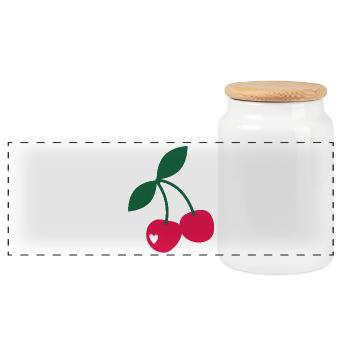 Sweet Cherries - Panoramic Cookie Jar with Wooden Lid - white - Front