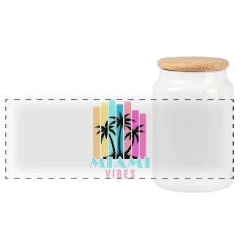 Miami Vibes - Panorama Keksdose mit Holzdeckel - Weiß - Vorne