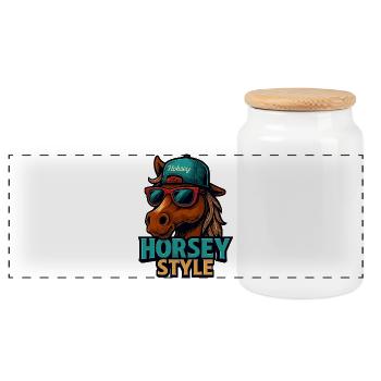Lunettes de soleil de style cheval - Boîte à biscuits avec couvercle en bois - blanc - Devant