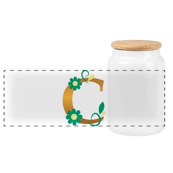 C - Panoramic Cookie Jar with Wooden Lid - white - Front