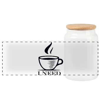 Minimalistisches Kaffeetassen-Illustrations-T-Shirt - Panorama Keksdose mit Holzdeckel - Weiß - Vorne