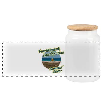 Fuerteventura Jandía Playa - Panorama Keksdose mit Holzdeckel - Weiß - Vorne