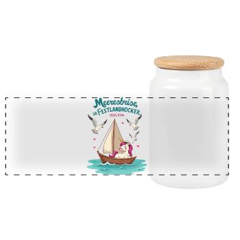 Naviguez licorne ahoy ! - Boîte à biscuits avec couvercle en bois - blanc - Devant
