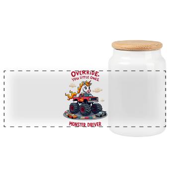 Monster Truck Licorne - Boîte à biscuits avec couvercle en bois - blanc - Devant