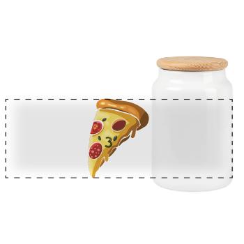 Pizza Italien Käse Cartoon Illustration - Panorama Keksdose mit Holzdeckel - Weiß - Vorne