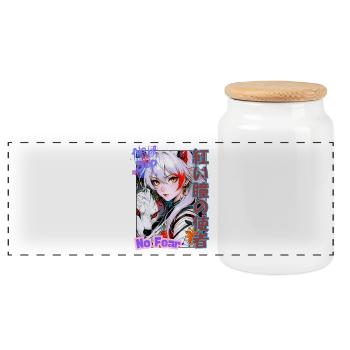 Spirit Fox Woman/Japanese Anime Fox Art - Panorama Keksdose mit Holzdeckel - Weiß - Vorne