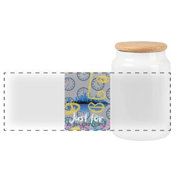 Nur für einen Moment - Panorama Keksdose mit Holzdeckel - Weiß - Vorne