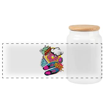 YEESS! - Colorful pop art & comic book explosion - Boîte à biscuits avec couvercle en bois - blanc - Devant