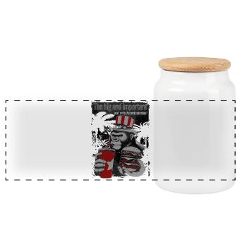 Patriotic Gorilla with Fast Food Theme - Panoramic Cookie Jar with Wooden Lid - white - Front