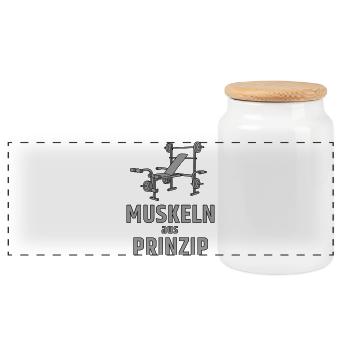 Muscles on principle - weight bench - Panoramic Cookie Jar with Wooden Lid - white - Front