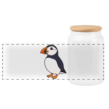 Papageientaucher Puffin - Panorama Keksdose mit Holzdeckel - Weiß - Vorne