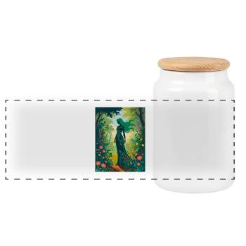 Mother Nature in the Enchanted Forest - Panoramic Cookie Jar with Wooden Lid - white - Front
