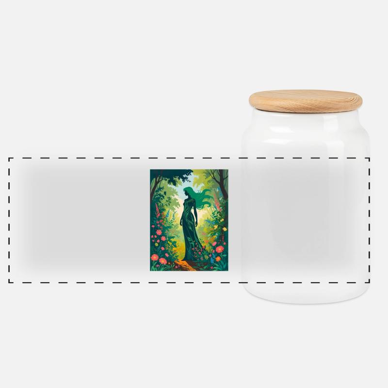 Mère Nature dans la forêt enchantée - Boîte à biscuits avec couvercle en bois - blanc