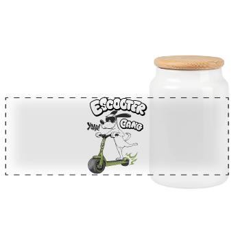 E Scooter Gang Humor Illustration - Panorama Keksdose mit Holzdeckel - Weiß - Vorne